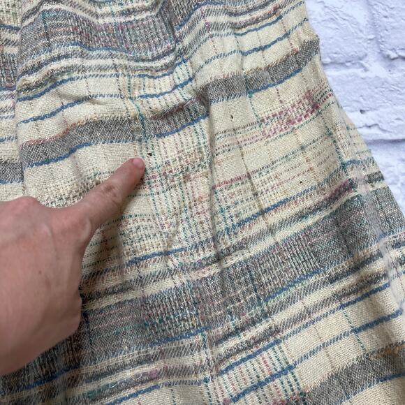 Vintage Diane Von Furstenberg Plaid Skirt Size 14 Wool Blend Beige Pleated Midi - Picture 3 of 8